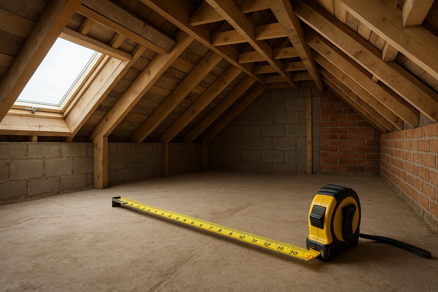 A partially completed loft conversion with exposed timber roof beams
